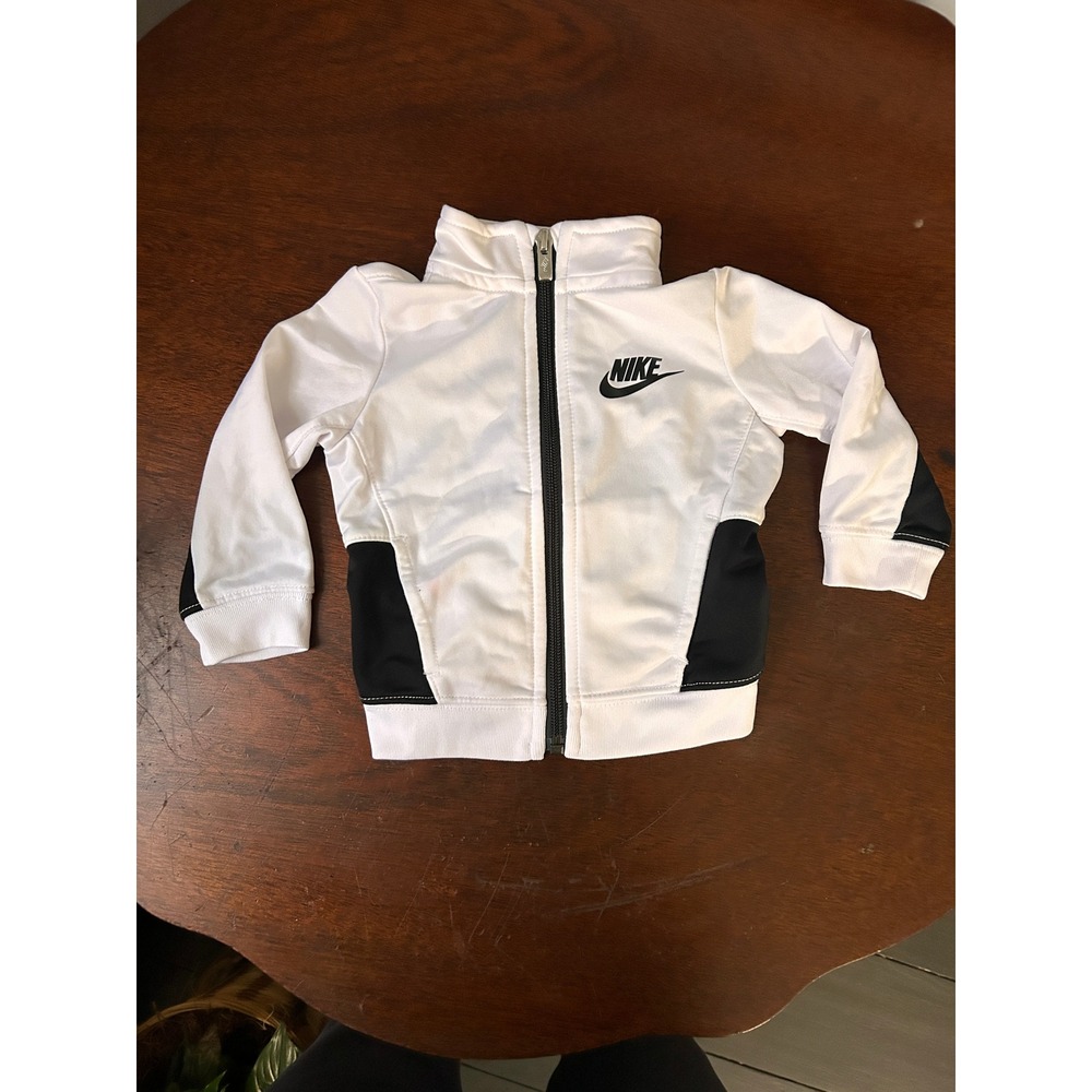 Nike Infant Boys White Black Full Zip Track Jacket Size 6/9 Months